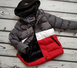 Pikowana kurtka zimowa Tri kolor czerwona