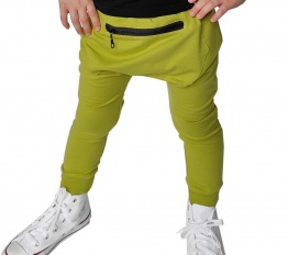 Spodnie z kangurką limonka