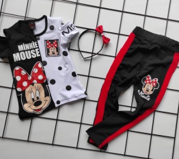 Komplet Minnie 3 części czerń i biel