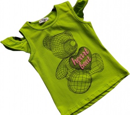 T-Shirt geometryczny miś limonka