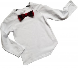 Bluzeczka elegancka  z muchą w czerwoną kratę Style Kids