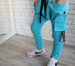 Bojówki style kids street boy błękit