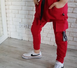 Bojówki style kids street boy czerwień