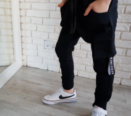Bojówki style kids street boy czerń