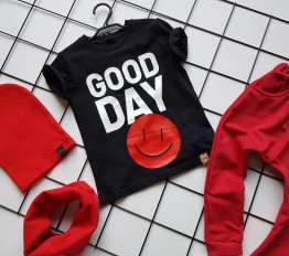 T-Shirt Good Day z czerwienią MIMI 