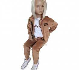Komplet Welurowy Fashion cappucino