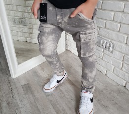 MashMnie  spodnie jeansowe  z kieszeniami acid grey