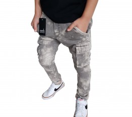 MashMnie  spodnie jeansowe  z kieszeniami acid grey