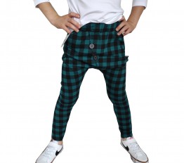 Spodnie eleganckie z dresówki butelka krata Style Kids 