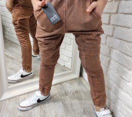 MashMnie SPODNIE Z ZAKŁADKAMI VINTAGE WASH KARMEL