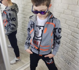 Komplet 3 części smile boy's szary