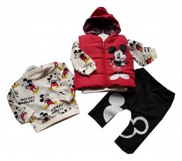 Komplet z bezrękawnikiem Mickey duo czerwień