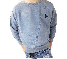 MashMnie BLUZA VINTAGE WASH NIEBIESKA WOW
