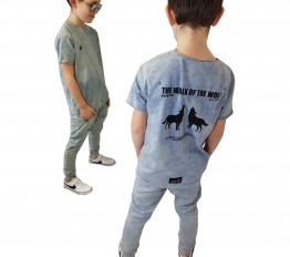 MashMnie T-SHIRT VINTAGE WASH NIEBIESKI WOW