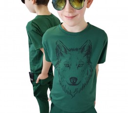 MashMnie T-SHIRT WOLF ZIELONY  WOW
