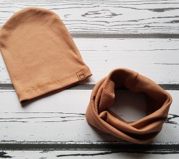 Czapka + komin prążek capuccino MIMI