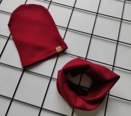 Czapka + komin prążek bordo MIMI