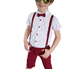 Komplet elegancki letni bordowy