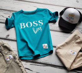 T-shirt FUN KIDS Boss Boy Turkus