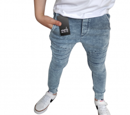 MashMnie SPODNIE JEANSOWE z zakładkami NIEBIESKIE