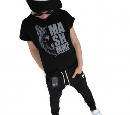 MashMnie T-SHIRT WOLF czarny