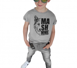 MashMnie T-SHIRT WOLF szary