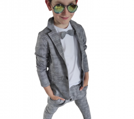Marynarka z dresówki szara krata Style Kids
