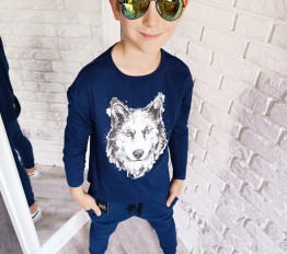 MashMnie LONGSLEEVE WOLF GRANATOWY