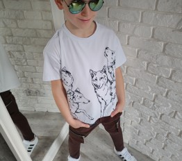 MashMnie T-SHIRT WOLF BIAŁY