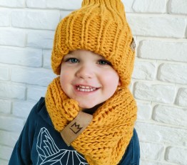Wełniany komplet zimowy wywijany miodowy MIMI