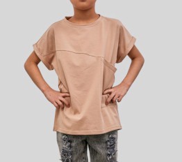 MashMnie T-SHIRT Z KIESZONKĄ WOLF BEŻOWY