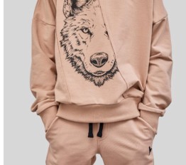 MashMnie BLUZA WOLF BEŻOWA