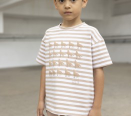 MashMnie t-shirt wolf puff w paski beżowe