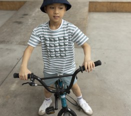 MashMnie t-shirt wolf puff w paski miętowy