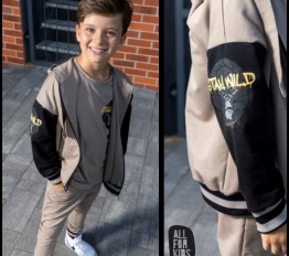 ALL FOR KIDS BLUZA KONTRASTOWA STAY WILD BEŻOWO-CZARNA