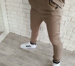 All For Kids Spodnie Z KONTRASTOWYMI ŚCIĄGACZAMI BEŻOWE