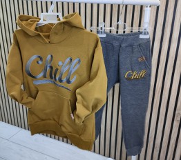 Komplet ocieplany Chill Bluza + Spodnie musztarda MiMi