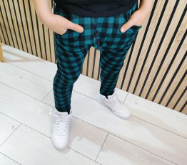 Spodnie eleganckie z dresówki butelkowa krata Style Kids 