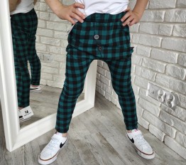 Spodnie eleganckie z dresówki butelkowa krata Style Kids 