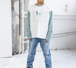 MashMnie LONGSLEEVE MIĘTOWO-BIAŁY