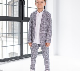 All For Kids Garnitur szara krata