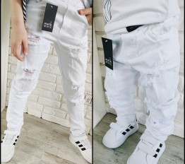 MashMnie spodnie boyfriend unisex białe