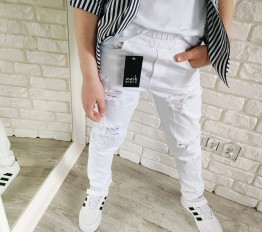 MashMnie spodnie boyfriend unisex białe