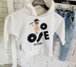 Bluza LOOSE BLUZZ kaptur Śmietankowa