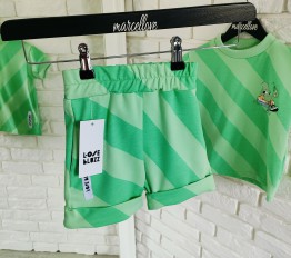 Spodenki LOOSE BLUZZ paski zielone