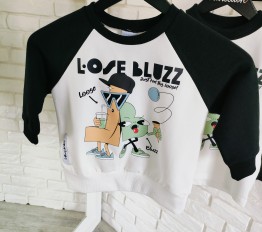 Bluza LOOSE BLUZZ Śmietankowo Czarna