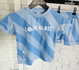 T-Shirt LOOSE BLUZZ paski niebieskie