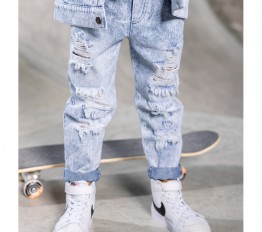 MashMnie spodnie  boyfriend unisex jasno niebieskie 
