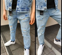 MashMnie spodnie  boyfriend unisex jasno niebieskie 