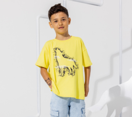 MashMnie Feel The Wild Drop 2 T-Shirt Wolf żółty